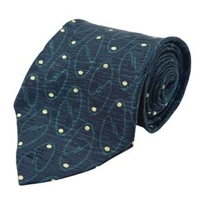 Giorgio Armani Necktie Mens Navy Blue 100% Silk Geometric Made in Italy 57"